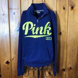 Pink Victoria’s Secret quarter zip sweatshirt green/blue size XS pull ov…